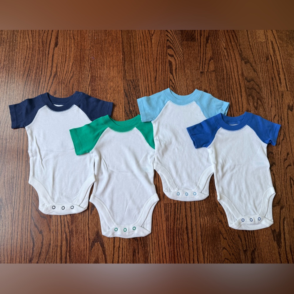 Bundle of Baby Boy Fun White Bodysuits - Size 3-6 months